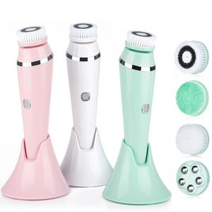 4 i 1 ansiktsrengöringsborste Scrubber Rechargeable Electric IPX7 Vattentät Spin Sonic Exfoliating Face Brushes Kit Hudvårdsmaskin med ersättningshuvud