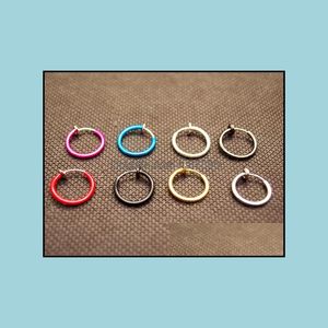 Nose Ringar Studs Body Smycken Colorf Ring Lip Ear Clip On Piercing Hoop Örhängen Pierced QQ Drop Leverans 2021 CFEV6