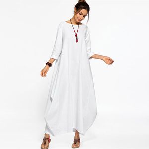 Wholesale plus size holiday party dresses for sale - Group buy Casual Dresses Long Sleeves Arab Robe Women Eid Plus Size Solid Color Muslim Maxi Abaya O neck Loose Holiday Party Dress