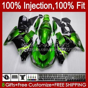 Iniezione OEM per Kawasaki Ninja ZX14R ZZR-1400 ZX 14R 14 R ZZR1400 06-11 BODY 4NO.5 ZX-14R 06 07 08 2009 2010 2011 ZZR 1400 CC 2006 2007 2007 2008 09 10 11 Farellatura verde verde mali