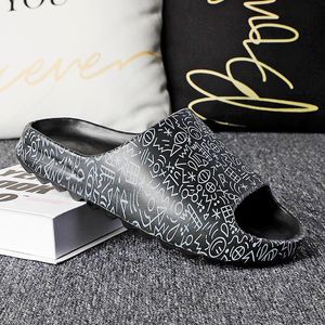 Slippers 2021 Women Summer Couple Size 35-46 Non-slip House Graffiti Casual Beach Quality Lover Shoes