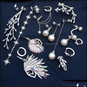 Stadnina Kolczyki Biżuteria Cheny S925 Sterling Sier Pearl Indyjski Kolczyk Kobieta Moda Temperament Europejski i Amerykański Styl Ear 210619 Drop D