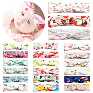 Hair Accessories Kids Girl Bunny Ear Headbands Infant Floral Flower Print Knot Head Wrap Children Rabbit ears Hairbands Baby Headdress M3652