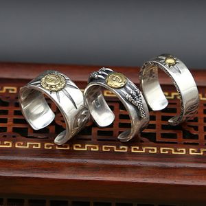925 sterling silver Feather Eagle Claw Mood ring jewelry men women wedding knuckle ring Gift GD Opening Ring