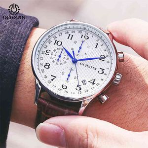 Ochstin Top Luxury Marka Mężczyźni Biznes Rose Zegarki Chronograf Wodoodporny Kwarcowy Analogowy Zegarek Męski Zegar Relogio Masculino 210804