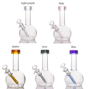 7.4" Small Hookahs Thick mouth straight rod dab rig Purple Blue Black Pink Brown glass bong on sales