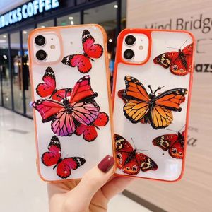 3D Butterfly Telefon Fodral för iPhone SE 6 6S 7 8 Plus X XS 11 12 Pro Max XR