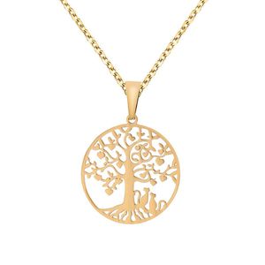 Collane con ciondolo Albero della vita Collana in acciaio inossidabile Uomo Donna 2021 Moda argento placcato oro pendenti gioielli dichiarazione