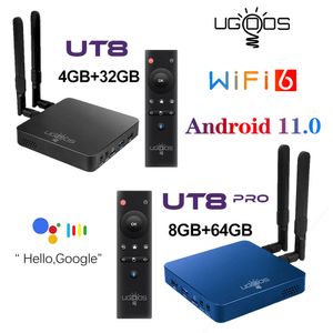 UGOOS UT8/UT8 PRO Android 11 TV, pudełko 8GB 64GB RK3568 1000M LAN WiFi6 dekoder 4K odtwarzacz multimedialny BT pilot głosowy VS AM6B PLUS