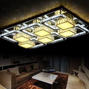 K9 Light Luxury Simple Lamp Crystal LED Ceiling Chandelier Rectangle Villa Lights for Kitchen Lights Hanging Living Room Bedroom