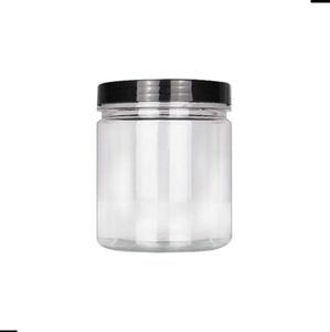 2021 250ml 350ml Transparent Small Plastic PET Jars With Aluminum Lid Clear Empty Cosmetic Sample Jar With Lid