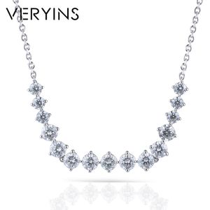 Veryins Sterling S925 Silver with A Thick 18k White Gold Coat Moissanite Neckalce for Women Anniversary Wedding Gift