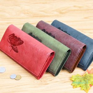 Leather Women Wallet Long Purse Butterfly Embossing Wallets Female Card Holders Phone Bag