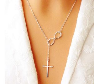 Infinity Cross Pendant Necklaces Wedding Party Event 925 Silver Plated Chain Elegant Jewelry For Women Ladies