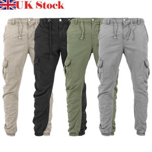 Mens Cargo Combat Work Byxor Chino Cotton Pant Work Wear Jeans Storlek 30-44 Y0927