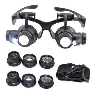 Loupes, Magnifiers Jewelry Tools & Equipment 10X 15X 20X 25X Magnifying Glass Double Led Lights Eye Glasses Lens Magnifier Loupe Jeweler Wat