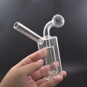 Großhandel billig Neueste Design bunte quadratische Mini Glas Öl Dab Rigs Inline Perc Dicke handgemachte protable Wasser Ölbrenner Rauchpfeife