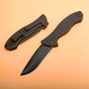 Spedizione veloce 6045BLK Coltello a lama pieghevole 8Cr13Mov Lama rivestita in titanio Coltelli tascabili con manico G10 nero con scatola al minuto