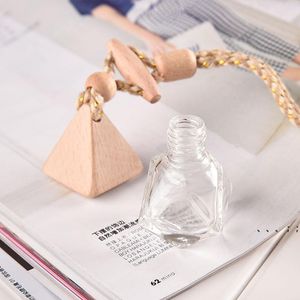 NEWHigh Quality Perfume Diffuser Bottle 5ml Hang Car Air Freshener Wooden Cap Glass RRD13059