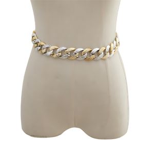 Lacteo exagerou ouro prata cor grande cadeia de cintura CCB para mulheres steampunk hip hop noite clube jóias acessórios