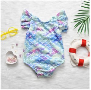 Cute Baby Summer Swimsuit One-Pieces Fish Scales Girls Bikini Swimsuits Kids Toddlers Bathing Suits Children Casual Beach Swimwear 0-5 Years