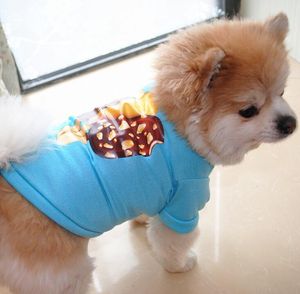dhl50pcs 스프링 애완견 개 의류 스포티 한 아이스크림 스틱 인쇄 스웨터 개 옷 따뜻한 강아지 의류