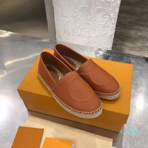 Kvinnor styrbord platt espadrill skor svart brun läder loafers brev cirkel signatur rep enda kvinna klänning bröllop mode sko