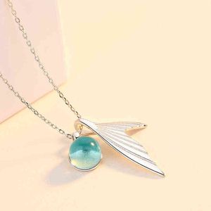 Mermaid Fishtail Necklace Whale Necklace Blue Tailed Fish Nautical Chokers Charm Mermaid Tail Pendant Necklace Jewelry for Women G1206
