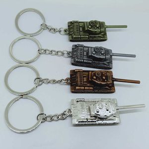 Simuleringskrig Tankbil Keychain Pendant Creative Metal Crafts Key Chain Accessorigies Personlighet Världen av Tank Key Ring Gift G1019