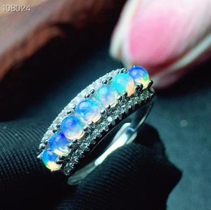 Klusterringar bröllopsgåvan naturlig och riktig opal ring europeisk mode kvinna man party 925 sterling silver