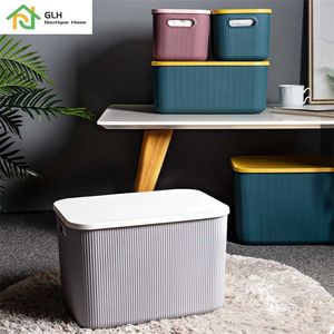 Stor plastkläder Förvaringslåda Barnleksaker Arrangör Container Creative Home Bins med lock 211102