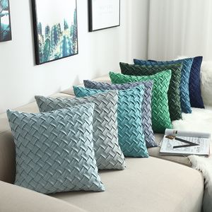 Home Decor Nordic Style Pillowcase Hand-Woven Plaid Cushion Pillow Cover Decorative Fashion Design Solid Color Cushion Cover 210315