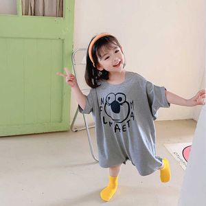 Summer boys girls cartoon short sleeve oversize bodysuits toddler kids cute casual cothes 210615