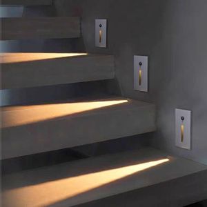 Utomhus vägglampor inomhus rörelsesensor led trappljus stegljus 3W aluminium inbäddad trappa lampa korridor korridor natt