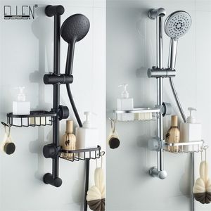 ELLEN Bath Shower Sliding Bar Holder with Soap Basket Shampoo Black Hand ELM294 211112