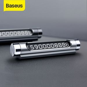 Baseus Mini Metallbil Tillfällig Parkering Kort Lysande Bytbar Dubbel Telefonnummer Plate Stickers Car-Styling