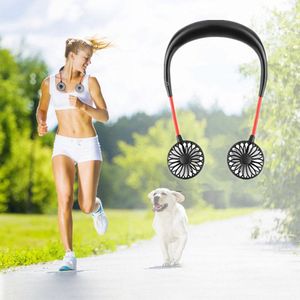 Outdoor neck fan USB rechargeable neck strap lazy neck hands-free clip hanging dual cooling mini fan movement 360 degree rotation