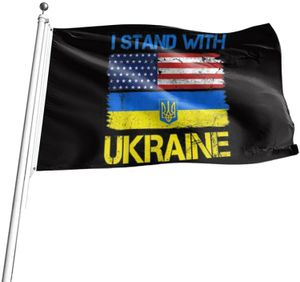 DHL Ukraine Drapeau 3x5 FT Je tiens avec support Ukraine Home Ukraine Jardin Drapeau Polyester avec des œillets en laiton