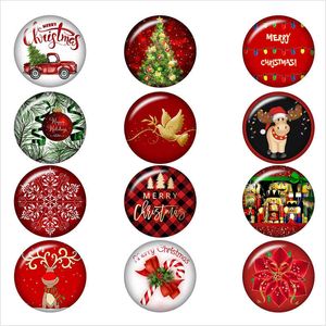 50PCS Mixed Glass Merry Christmas Tree Deer For DIY 18MM Button Snap Bracelet Necklace Jewelry