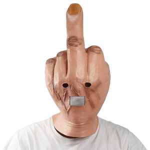 Middle Finger Mask Latex Give the Finger Heaear One-finger Salute Masks Halloween Party Cosplay Props Nice Gift X0803