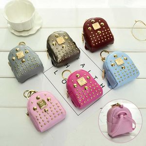 Casual Mini Backpack Coin Bag Women's Small Wallet Fashion PU Leather Keychain Purse Cute Headphone Bag Money Hand Pouch Keyring G1019