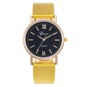 腕時計スチールメッシュバンドウォッチステンレスゴールド超薄型メンズおよび女性のビジネスメーカーの腕時計