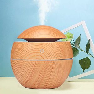Ultrasonic Air Humidifier Wood Essential Aroma Oil Diffuser With LED Light Electric Aromatherapy Mist Maker 210724