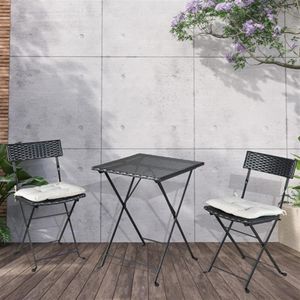 Schwarzer Terrasse großhandel-US Patio Patio Black PE Wicker Falten Bistro Set einen Tisch mit zwei Stühlen und zwei beige Kushion193B