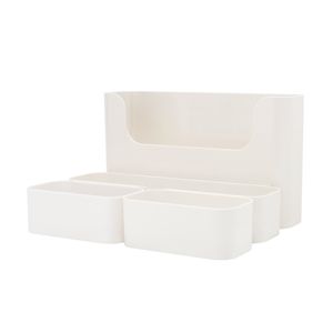 Set of 4 Wall Mounted Storage Box Non-Drilling Adhesive Plastic Organizer Bins for Living Room Bedroom Bathroom Kitchen Office