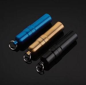 Pill Stash Jars 5pcs Capacity Cigarette Case Smoking Accessories box metal Storage Tobacco Container Holder Keychain 3 Colors