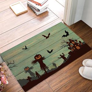 Tappeti Zerbini moderni per la famiglia Halloween Crow Zombie per cucina Bagno Tappetini antiscivolo Decorazione soggiorno Tappeto artistico di benvenuto