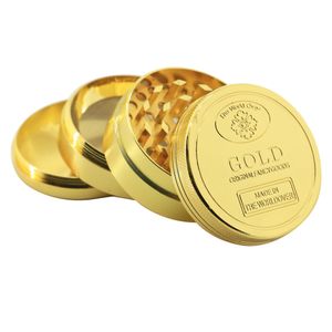 Moedor de metal com 4 camadas de ouro moeda padrão de alta qualidade acessório de fumo dourado liga de zinco manual moedores de fumaça wll209