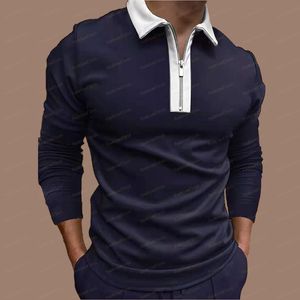 Polo Herren T-Shirt Designer T-Shirts Kleidung Frühling Herbst Europa Größe Hemd Mode Langarm Polos Reißverschluss Streifen Top Kleidung