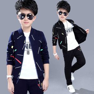 Boys Spring Children's Casual Zipper Coat Jacket + Pants Long Sleeves Sports Clothing Sets Kids Young Children 4 6 7 8 9 10 12 Y X0719